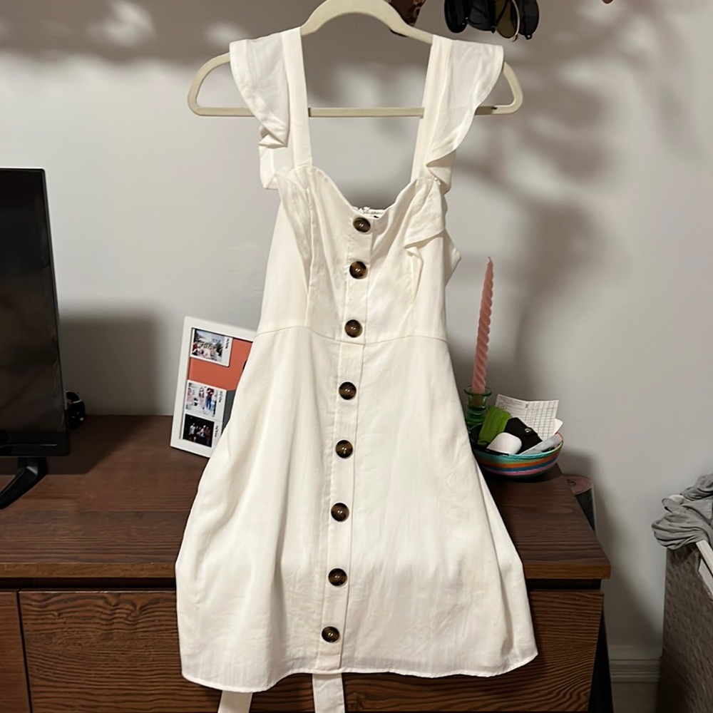 Cream Button Dress